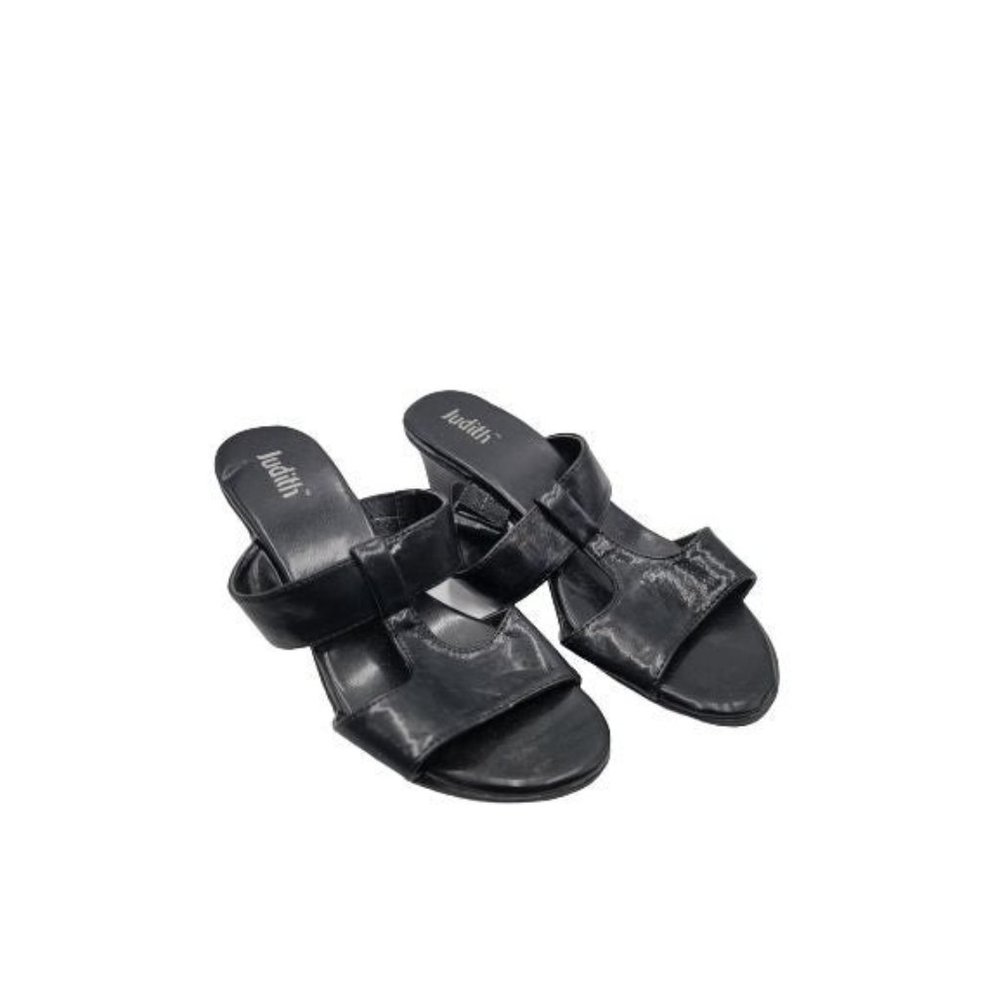 Judith Womens Slide Sandal Black Heels 7